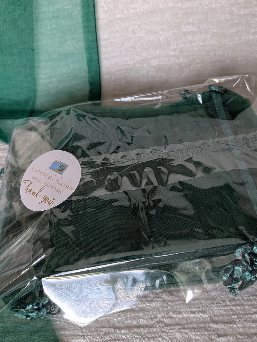 Green Organza Drawstring Favor Bags -25pk- Elegant Party Gift Pouches